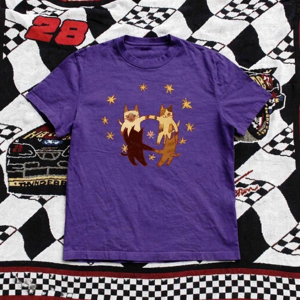 Purple Multi Coloured Cat Tee